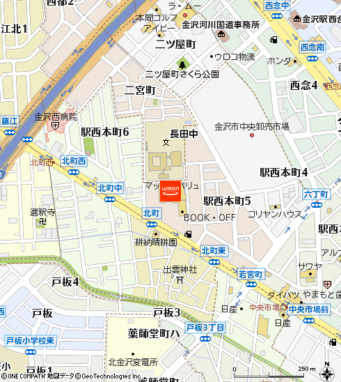 イオンタウン金沢駅西本町付近の地図